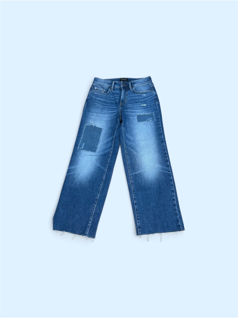 Free Assembly Patch Detail Wide-Leg Jeans in Blue Size 2